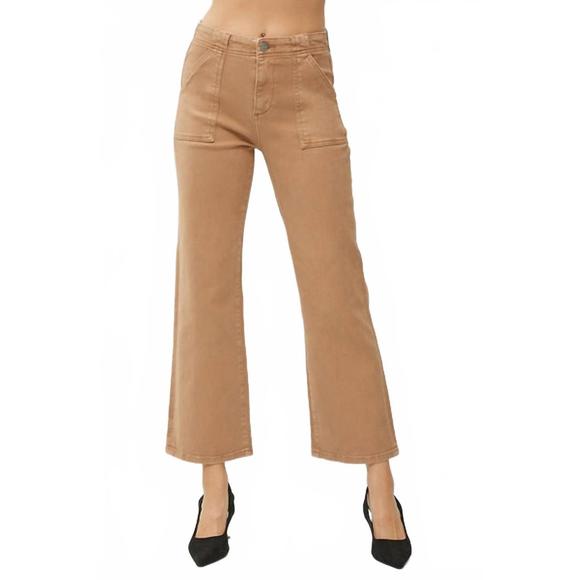 RISEN High Rise Ankle Flare Patch Pocket Jeans main image 0